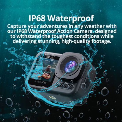 The Bigly Brothers Tribeca 2n2 Action Camera Vlogging Combo: 20M Waterproof With No Case, 64gb SdCard Included, 4K 60fps, 6-Axis Anti-Shake Stabilization, Dual Touch Screen, Wireless Remote Controller with a built-in Microphone for Extreme sports