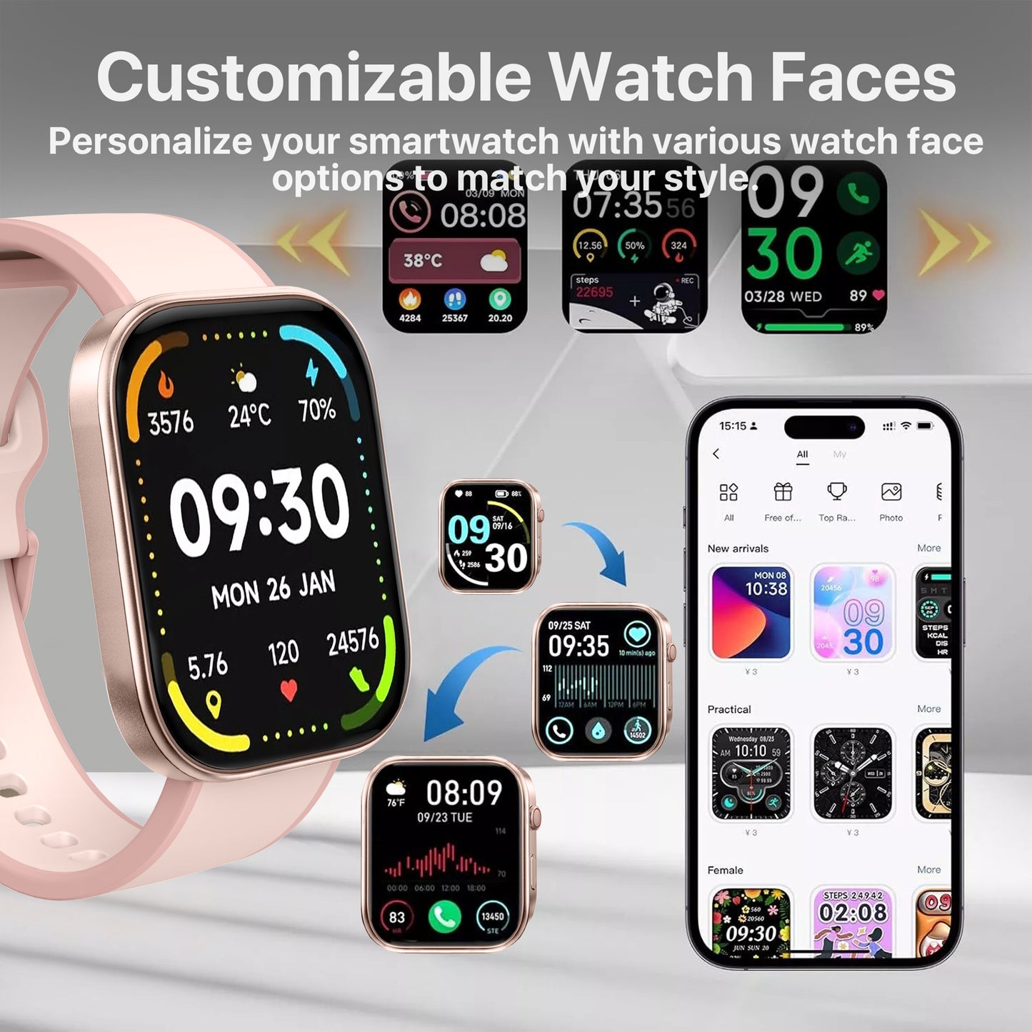 The Bigly Brothers All-in-1 Smart Watch for Women, Sports Watch with Blood Pressure, Call/Text, Heart Rate, Blood Oxygen Level Monitor, Sleep Tracker, 110+ Sport Modes, IP68 Waterproof