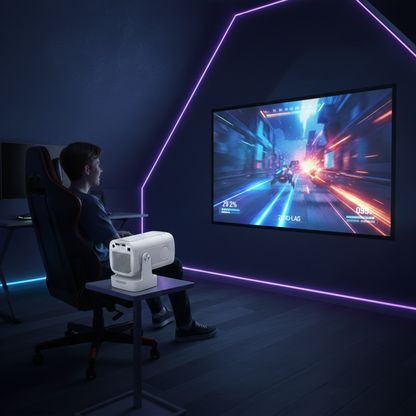 The Bigly Brothers Mini Portable Projector 1080P Full HD Supported, WiFi Bluetooth Movie Projector for Home & Outdoor Use, Auto Keystone, LED Video Projector Compatible with Phone, PC, Gaming Console