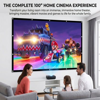 100-inch Projector Screen, Double-Sided Washable Indoor/Outdoor 16:9 Wall Mount Screen, Foldable Anti-Crease Portable Projector Screen for Home Theater, Gaming, Business, Weddings