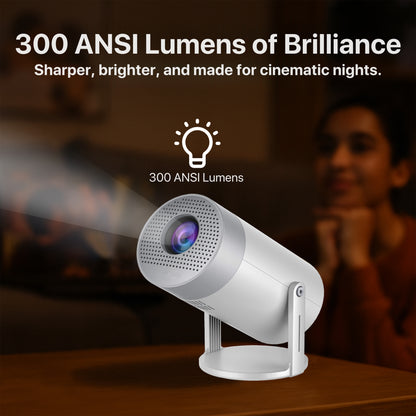Brother eye 4k Mini projector 300 lumens , Built-in speaker , Pre installed Apps, up to 200 inch size display , 2gb ram ultra fast , All in One Super Mini Projector
