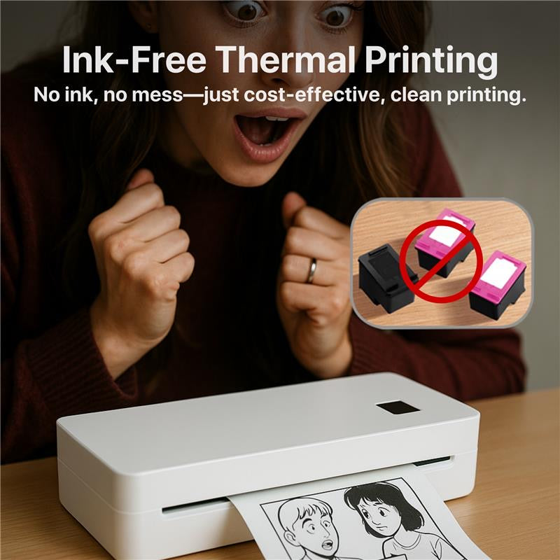 The Bigly Brothers 300DPI High-Resolution Portable Mini Printer – Wireless, Ink, Ribbon, and Cartridge Free for Office & School Use