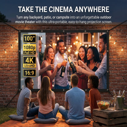 100-inch Projector Screen, Double-Sided Washable Indoor/Outdoor 16:9 Wall Mount Screen, Foldable Anti-Crease Portable Projector Screen for Home Theater, Gaming, Business, Weddings