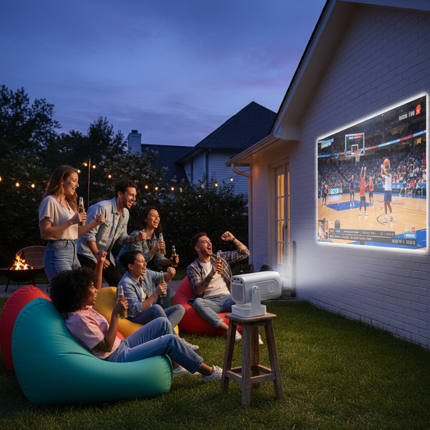 The Bigly Brothers Mini Portable Projector 1080P Full HD Supported, WiFi Bluetooth Movie Projector for Home & Outdoor Use, Auto Keystone, LED Video Projector Compatible with Phone, PC, Gaming Console