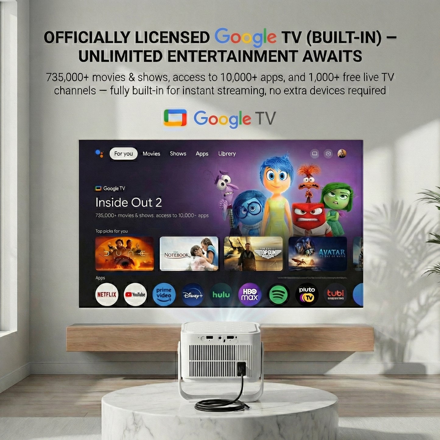 Brother Eye Mark III Elite Edition Officially Licensed Google TV 4K Smart Projector, WiFi Bluetooth Portable Movie Projector with Auto Focus, Wireless Proyector for Phone/PC/Gaming