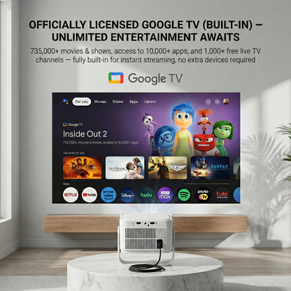 The Bigly Brothers 4K Smart Projector with WiFi & Bluetooth, Native HD Portable Home Theater Projector, Auto Keystone, Built-in Speakers, Compatible with iPhone, Android, TV Stick, Laptop