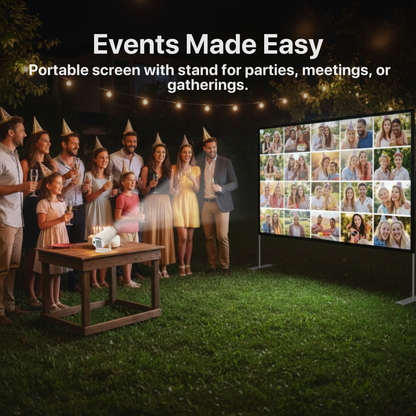Projector Bundle - Projector Screen with Stand & Brother eye 4k Mini projector 300 lumens 2gb ram 16gb rom ultra fast , All in One Super Mini Projector