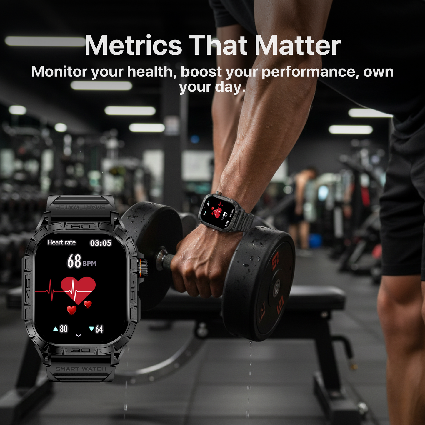 The Bigly Brothers All-in-1 Smart Watch, Mens Watch Amoled Display with Call/Text, Blood Pressure, Heart Rate, Oxygen Level Monitor, Sleep Tracker, 110+ Sport Modes, IP68 Waterproof