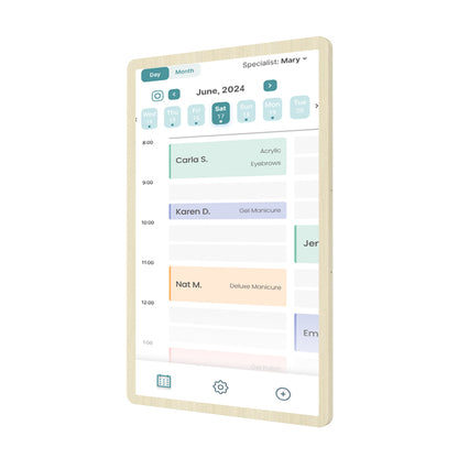 The Bigly Brothers Wall-Mounted Digital Planner Calendar with Wooden Frame – Giant Display for Agenda, To-Do Lists, Video Calls, Gaming, Family Organizer, Business, & Art Display