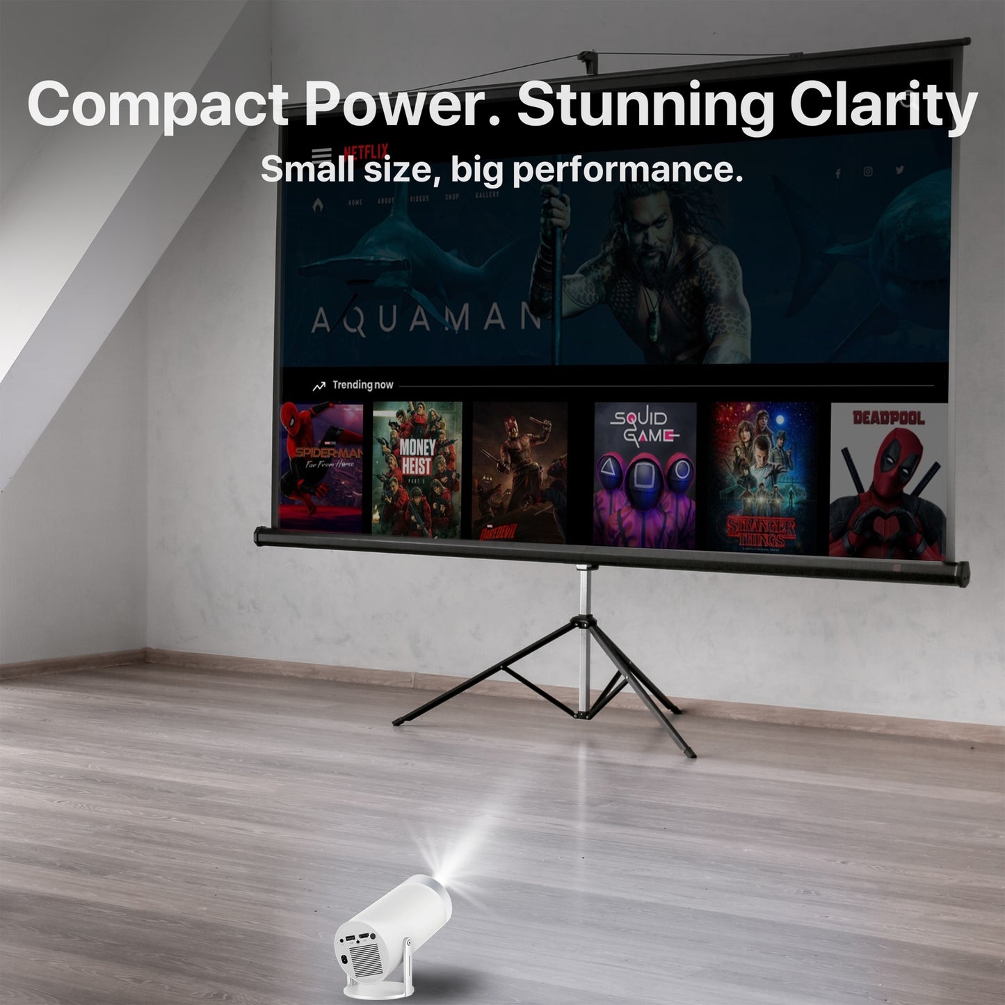 4K Mini Projector Bundle with 120" Wall Mount Screen - Complete Home Theater System