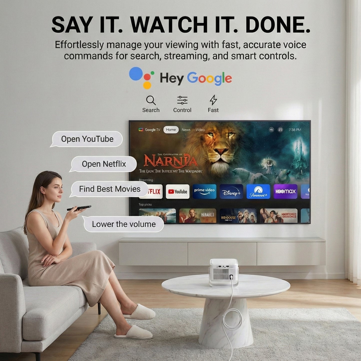 Brother Eye Mark III Elite Edition Officially Licensed Google TV 4K Smart Projector, WiFi Bluetooth Portable Movie Projector with Auto Focus, Wireless Proyector for Phone/PC/Gaming