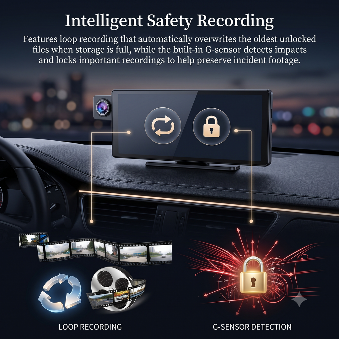 Road Guardian CarPlay G-sensor incident lock graphic
