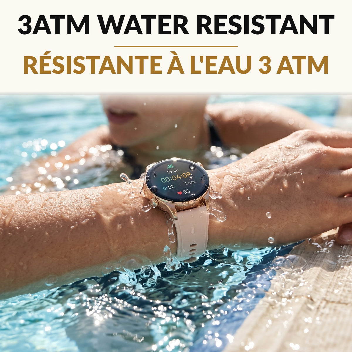 Women's Smart Watch Answer and Make Calls 1.32 Inch AMOLED Round Pink Gold Fitness Tracker Heart Rate Blood Oxygen Sleep 110 Sport Modes 3ATM