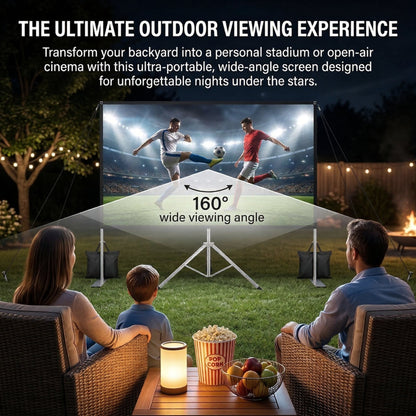 Projector Screen with Stand, 4K HD Indoor/Outdoor 16:9 Projection for Home Theater, Gaming, Business, Schools and Weddings, 3D Fast-Folding Projector Screen with Legs and Carry Bag