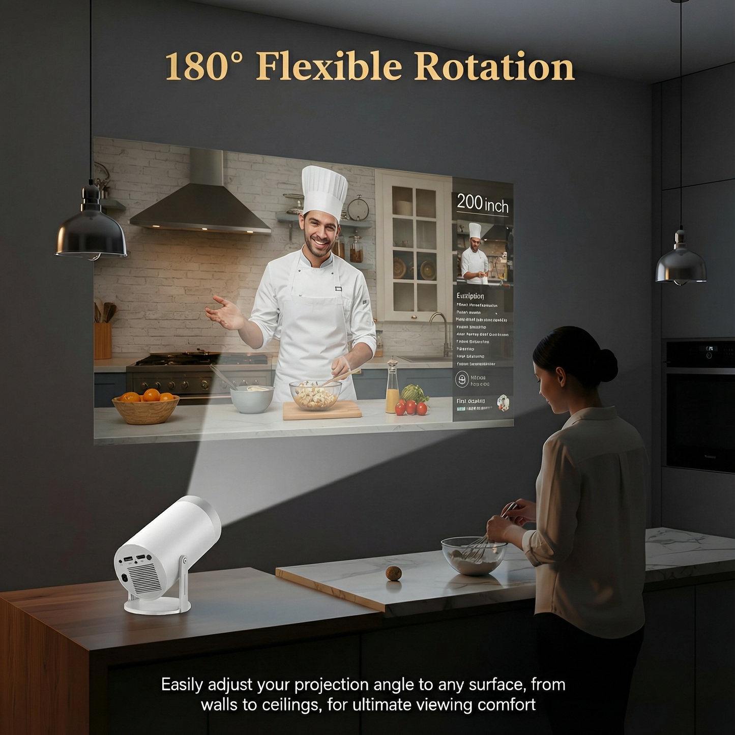 Brother eye 4k Mini projector 300 lumens , Built-in speaker , Pre installed Apps, up to 200 inch size display , 2gb ram 16gb rom ultra fast , All in One Super Mini Projector