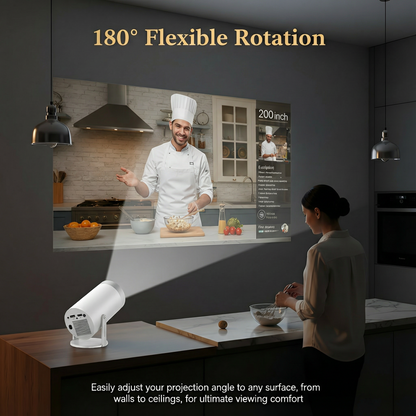 Brother eye 4k Mini projector 300 lumens , Built-in speaker , Pre installed Apps, up to 200 inch size display , 2gb ram 16gb rom ultra fast , All in One Super Mini Projector