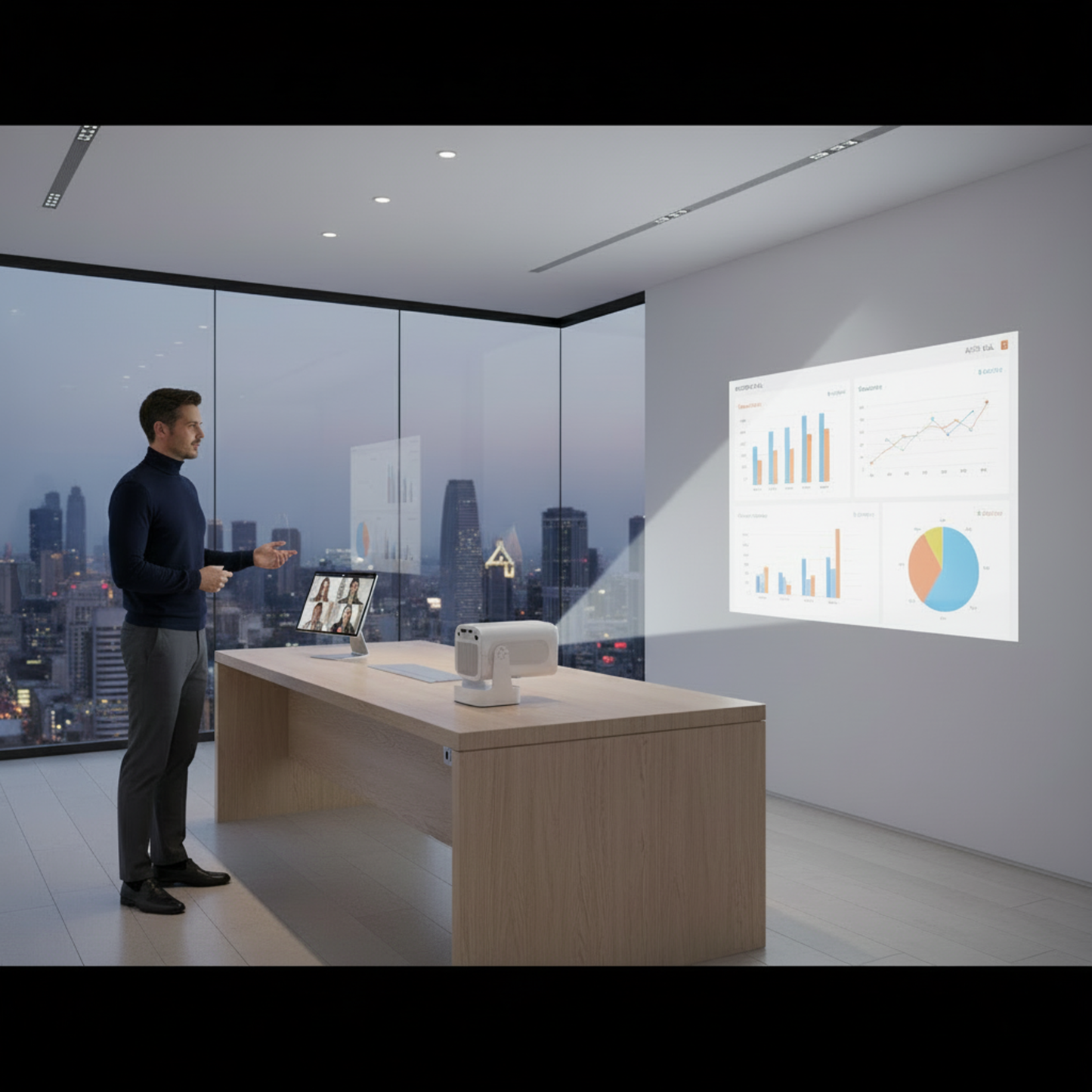 The Bigly Brothers Mini Portable Projector 1080P Full HD Supported, WiFi Bluetooth Movie Projector for Home & Outdoor Use, Auto Keystone, LED Video Projector Compatible with Phone, PC, Gaming Console