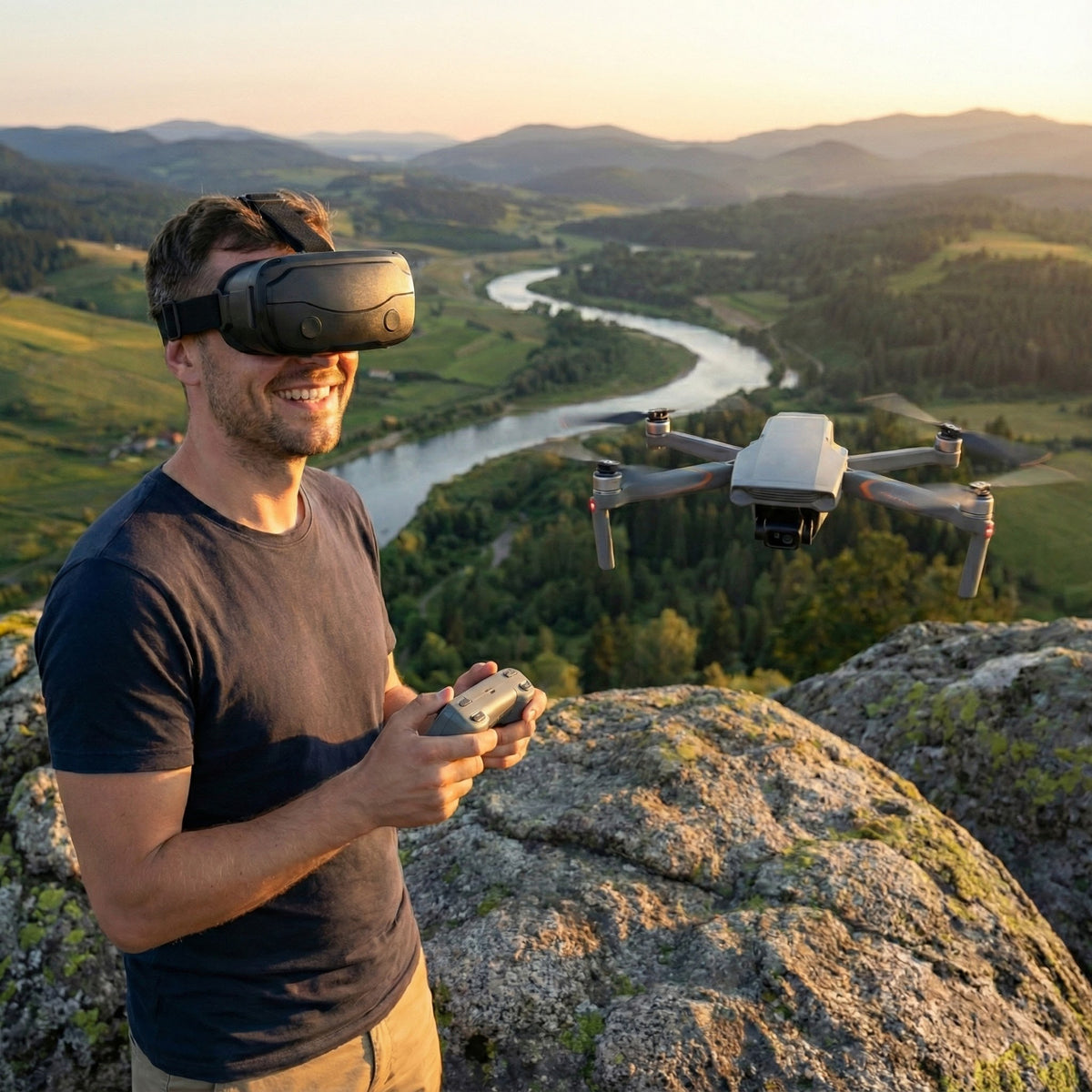 Walker Air Midnight Commando Elite FPV Drone, FPV Goggles, 2 Batteries, 2 Remote Controllers, Voice Commands, 48MP Camera, One Key Return Home, Below 249g, Designed in Canada
