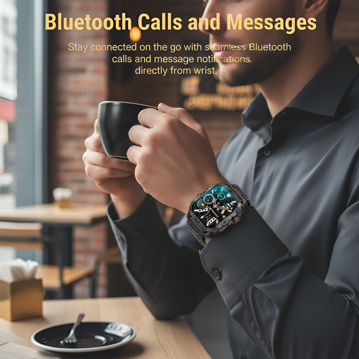 The Bigly Brothers All-in-1 Smart Watch, Mens Watch Amoled Display with Call/Text, Blood Pressure, Heart Rate, Oxygen Level Monitor, Sleep Tracker, 110+ Sport Modes, IP68 Waterproof