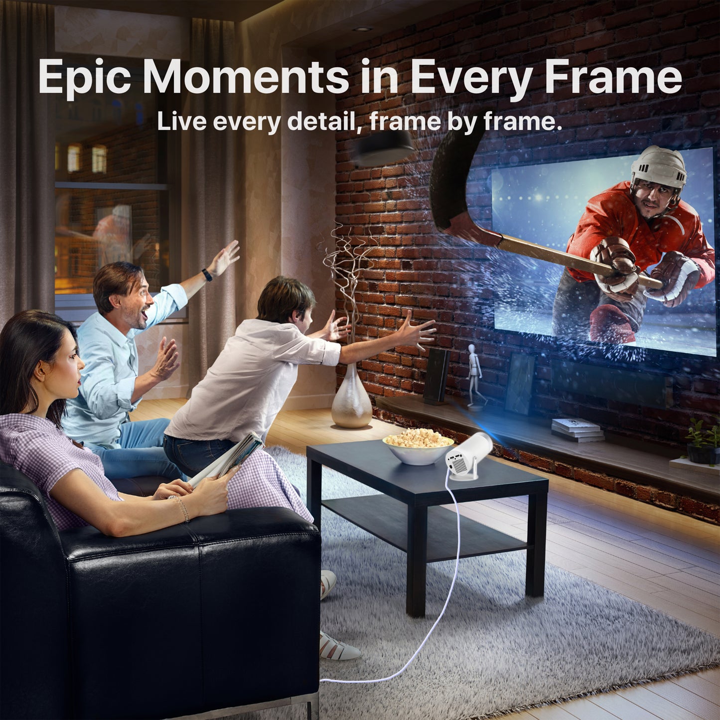 Brother eye 4k Mini projector 300 lumens , Built-in speaker , Pre installed Apps, up to 200 inch size display , 2gb ram ultra fast , All in One Super Mini Projector