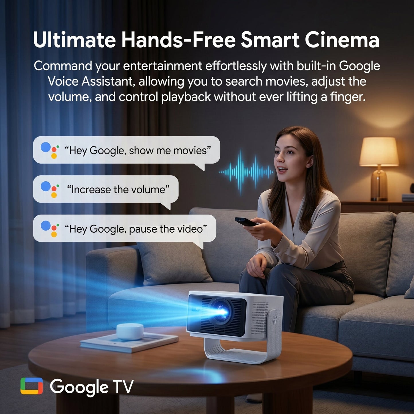 Brother Eye Mark III Elite Edition Officially Licensed Google TV 4K Smart Projector, 1500 Lumens, WiFi Bluetooth Portable Movie Projector with Auto Focus, Wireless Proyector for Phone/PC/Gaming