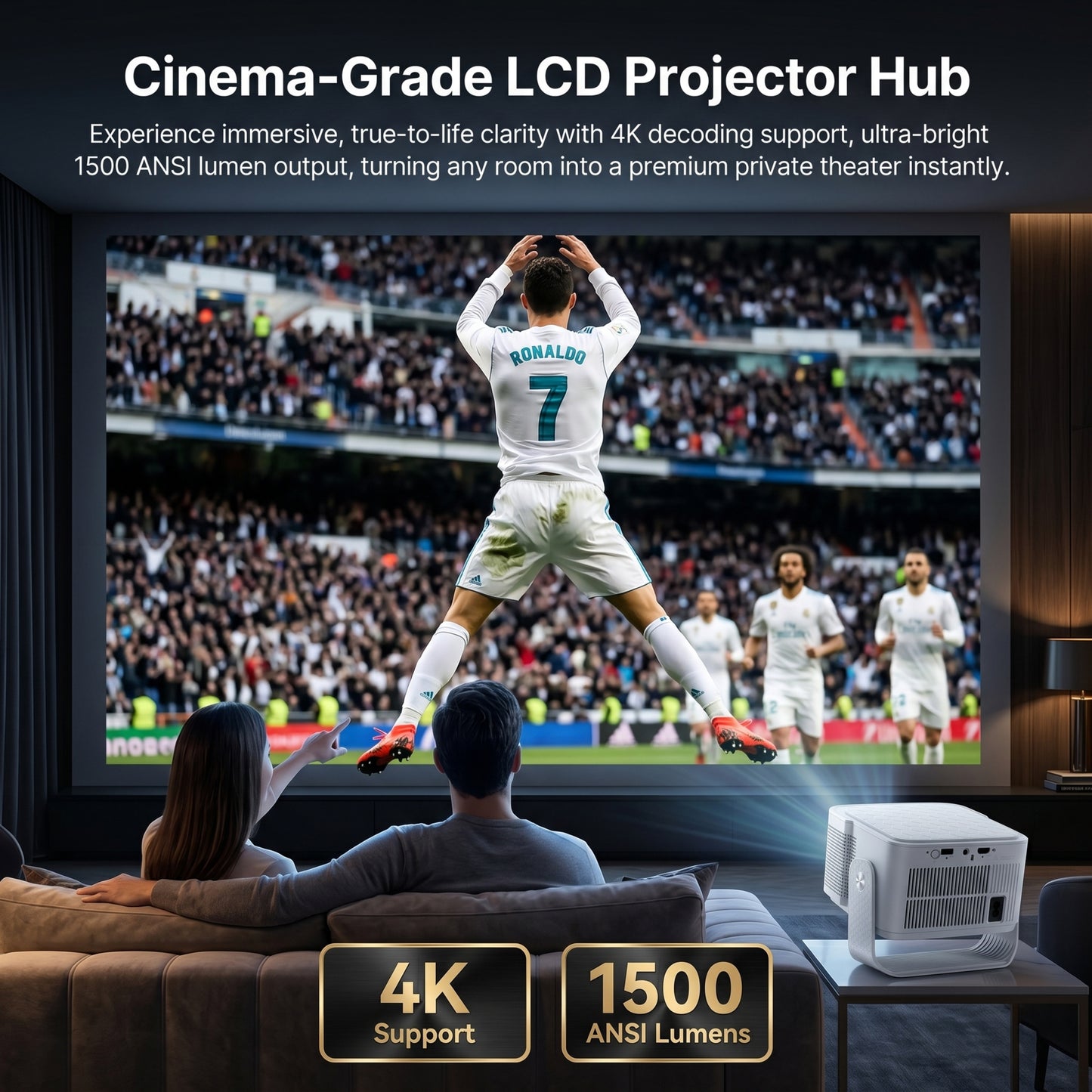 Brother Eye Mark III Elite Edition Officially Licensed Google TV 4K Smart Projector, 1500 Lumens, WiFi Bluetooth Portable Movie Projector with Auto Focus, Wireless Proyector for Phone/PC/Gaming