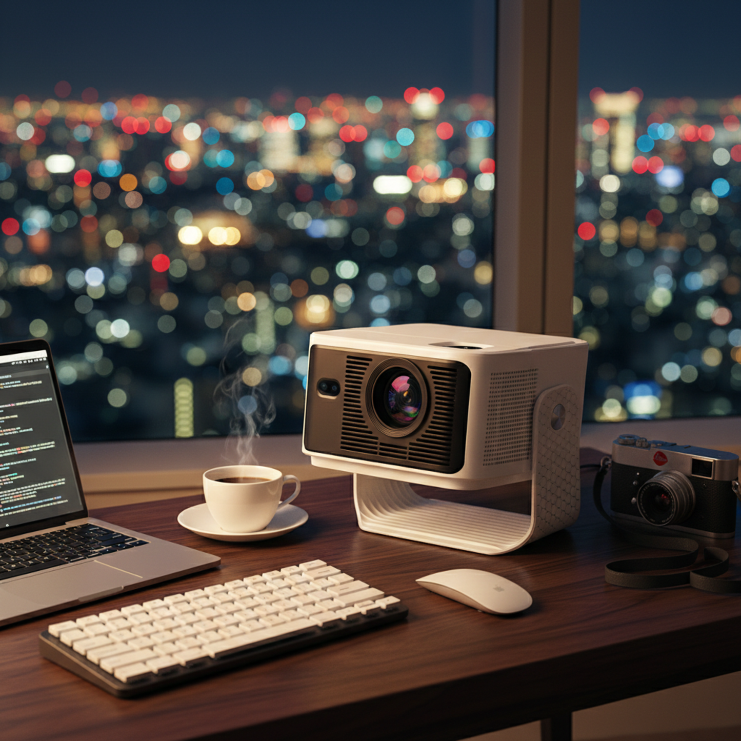 The Bigly Brothers 4K Smart Projector with WiFi & Bluetooth, Native HD Portable Home Theater Projector, Auto Keystone, Built-in Speakers, Compatible with iPhone, Android, TV Stick, Laptop