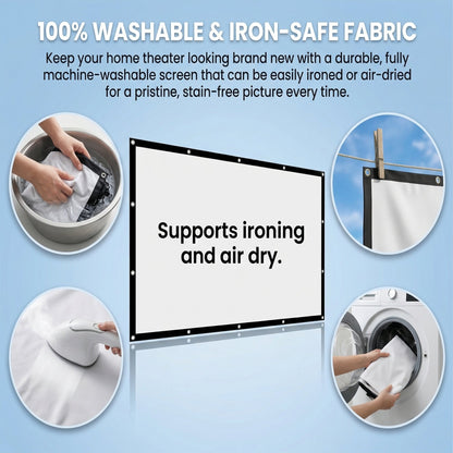 100-inch Projector Screen, Double-Sided Washable Indoor/Outdoor 16:9 Wall Mount Screen, Foldable Anti-Crease Portable Projector Screen for Home Theater, Gaming, Business, Weddings