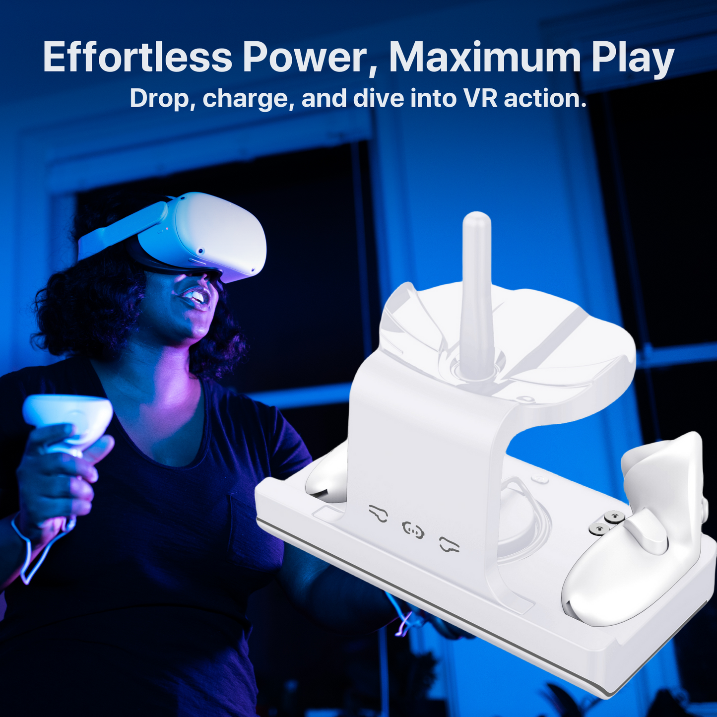 The Bigly Brothers Charging Dock compatible with Oculus Meta Quest 3 Fast Charging Stand for VR Headset & Controllers with RGB LED Light, Includes 2 Rechargeable Batteries, Essential VR Accessory