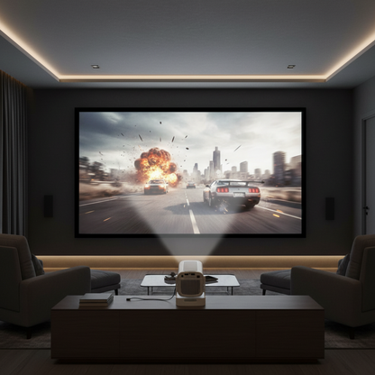 The Bigly Brothers Mini Portable Projector 1080P Full HD Supported, WiFi Bluetooth Movie Projector for Home & Outdoor Use, Auto Keystone, LED Video Projector Compatible with Phone, PC, Gaming Console