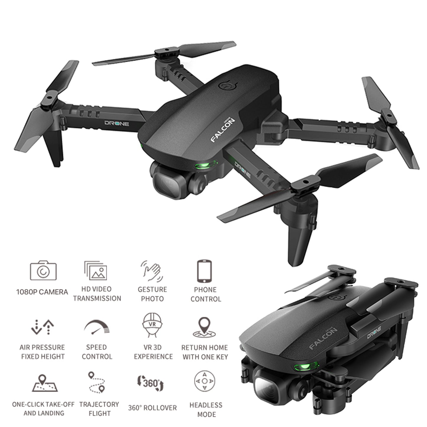 REFURBISHED: The Bigly Brothers E58 Mark III Falcon Mini Drone With HD Camera Headless Mode Professional Foldable Quadcopter Phone Control RC Drone
