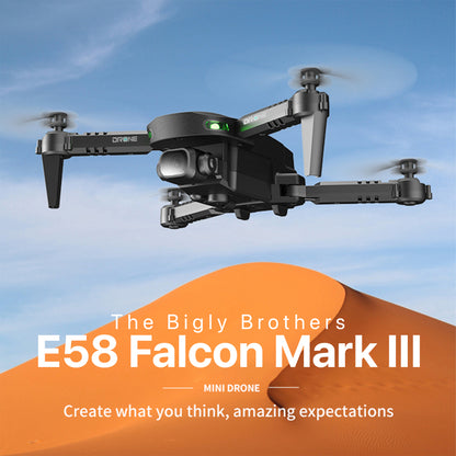 REFURBISHED: The Bigly Brothers E58 Mark III Falcon Mini Drone With HD Camera Headless Mode Professional Foldable Quadcopter Phone Control RC Drone