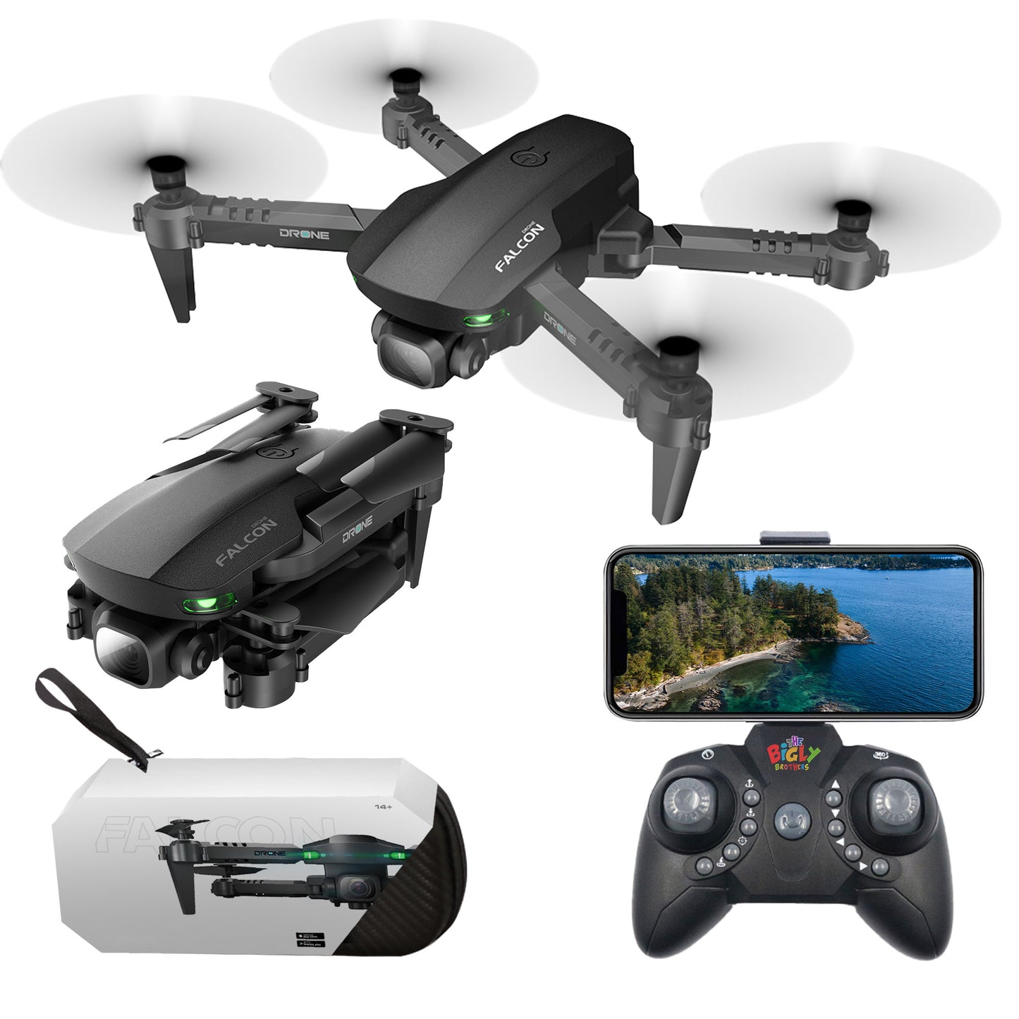 REFURBISHED: The Bigly Brothers E58 Mark III Falcon Mini Drone With HD Camera Headless Mode Professional Foldable Quadcopter Phone Control RC Drone