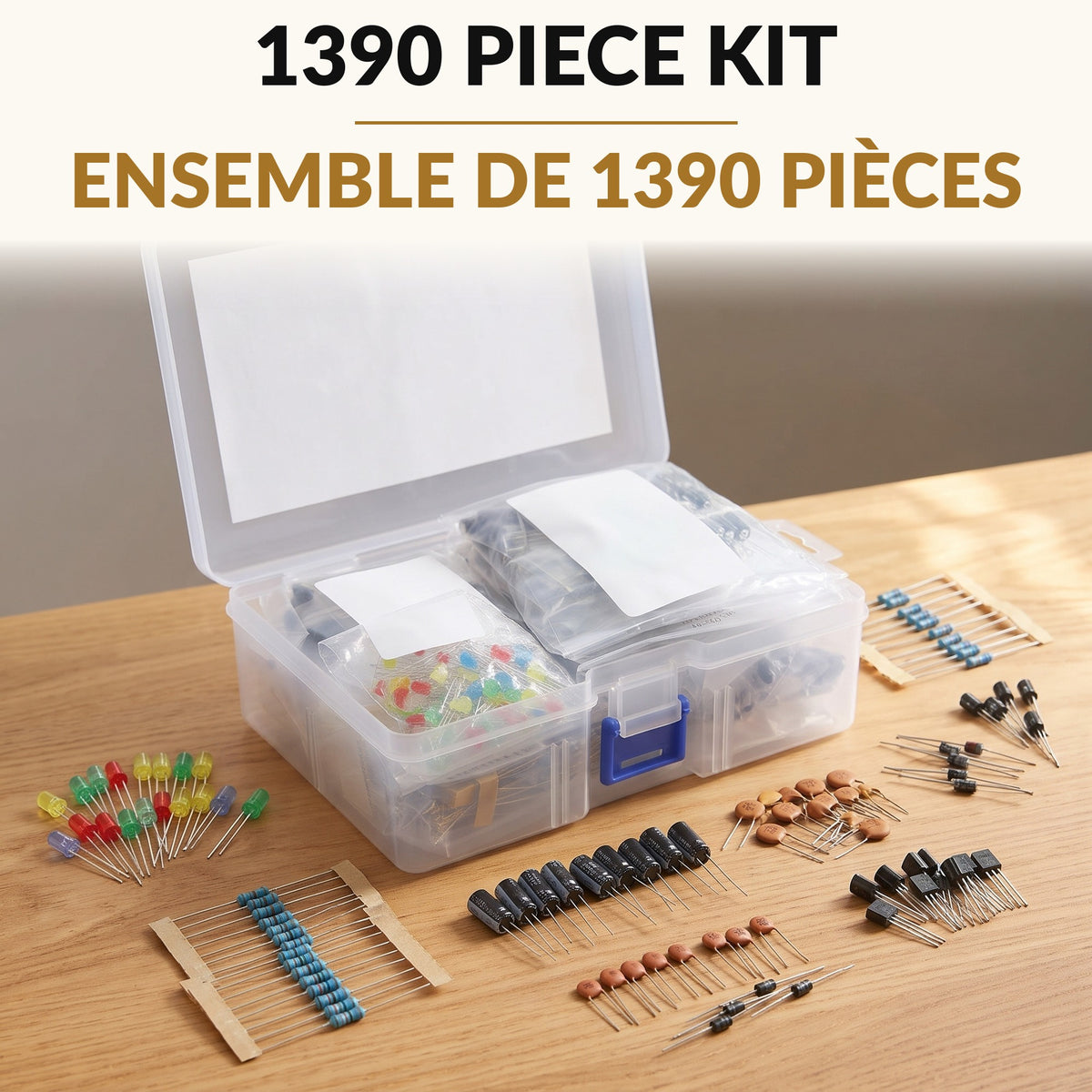 1390-Piece Electronic Components Kit