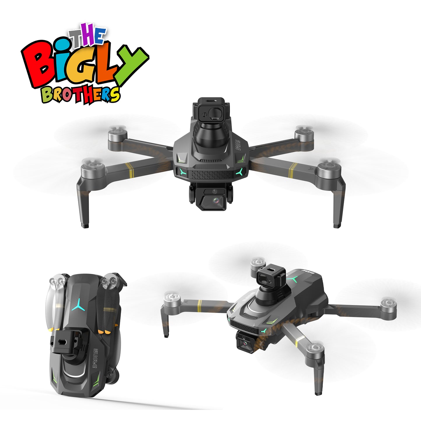 The Bigly Brothers E59 Mark III Delta Black Superior Edition, 60-Min Flight Time, Obstacle Avoidance Drone with Camera, 720 Degrees of Obstacle Avoidance Drone with Carrying Case Below 249g