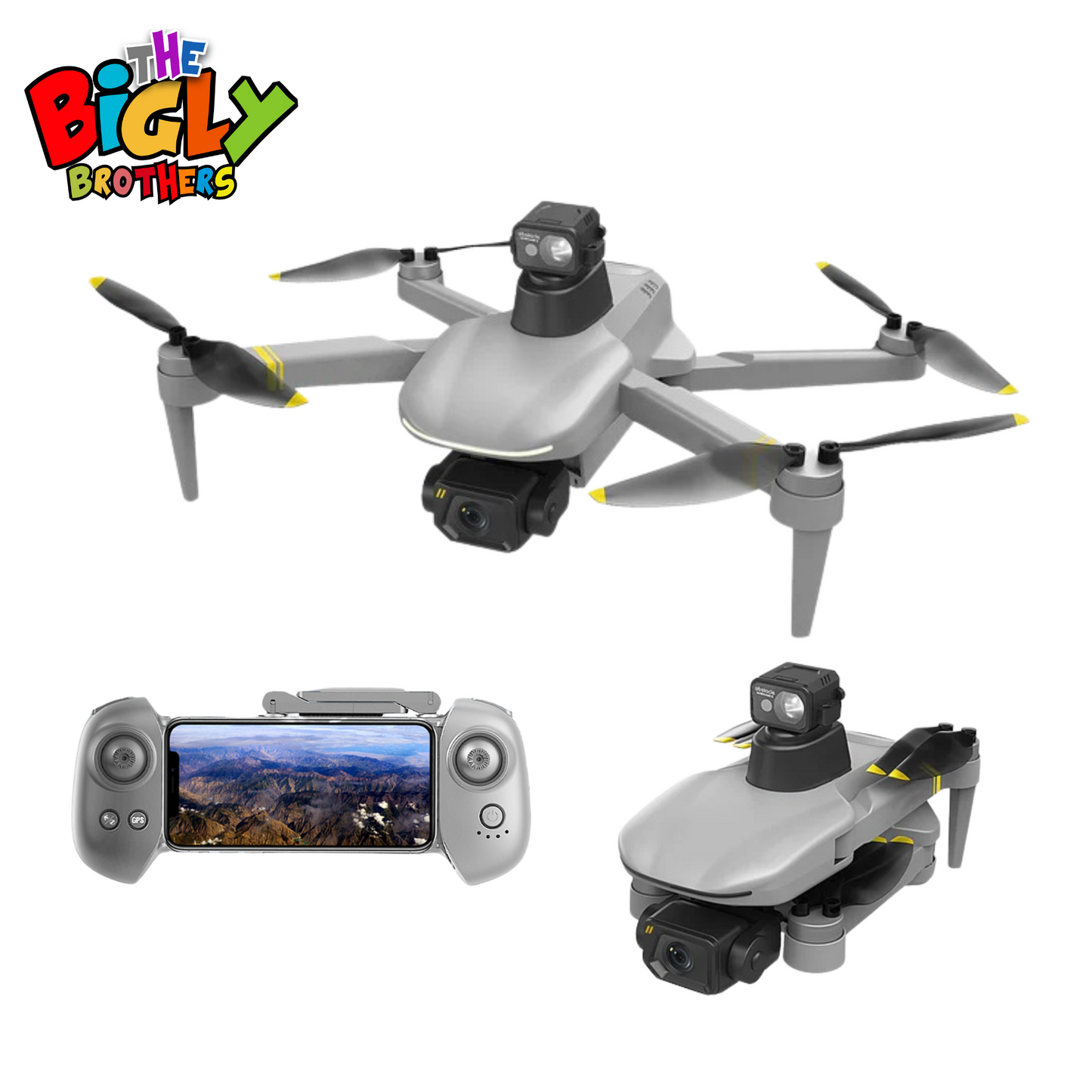 The Bigly Brothers GD97 Midnight Theta Ultra HD, 4 Directions Laser Obstacle Avoidance Drone with Case, 60-Mins Flight Time, 1km Range, 3-Axis Gimbal, GPS System, Follow Me Mode