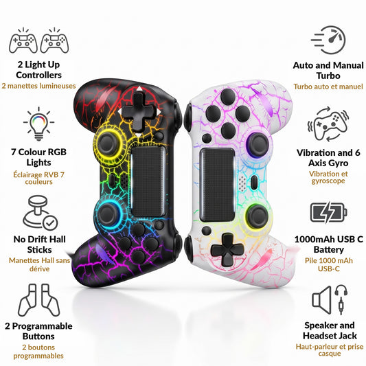 Light Up Wireless Controller 2-Pack, RGB