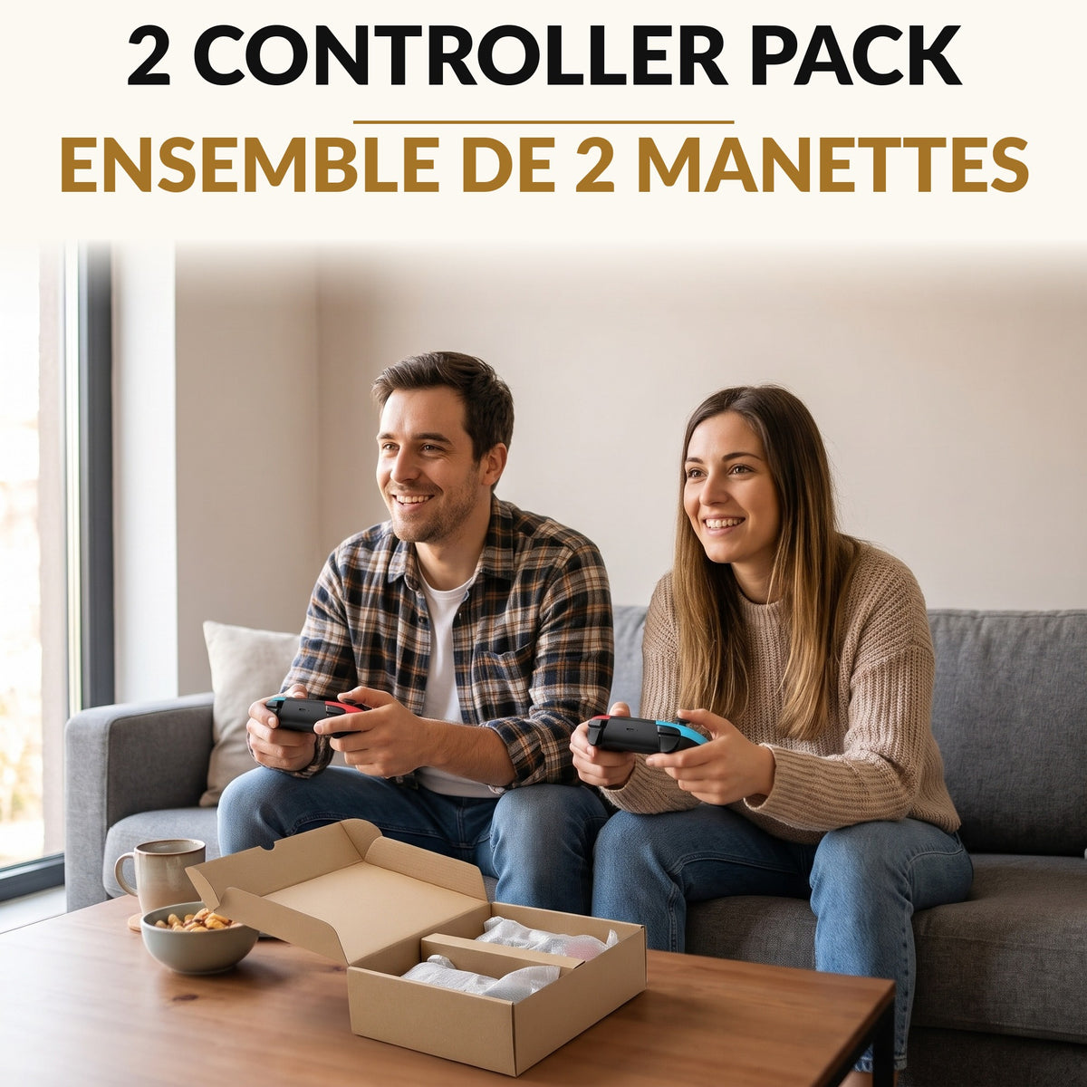 Controller + Power Bundle - Wireless Game Controller 2-Pack with Hall Effect Joysticks, Turbo and Gyro, Plus Rechargeable Battery 4-Pack with Charging Station