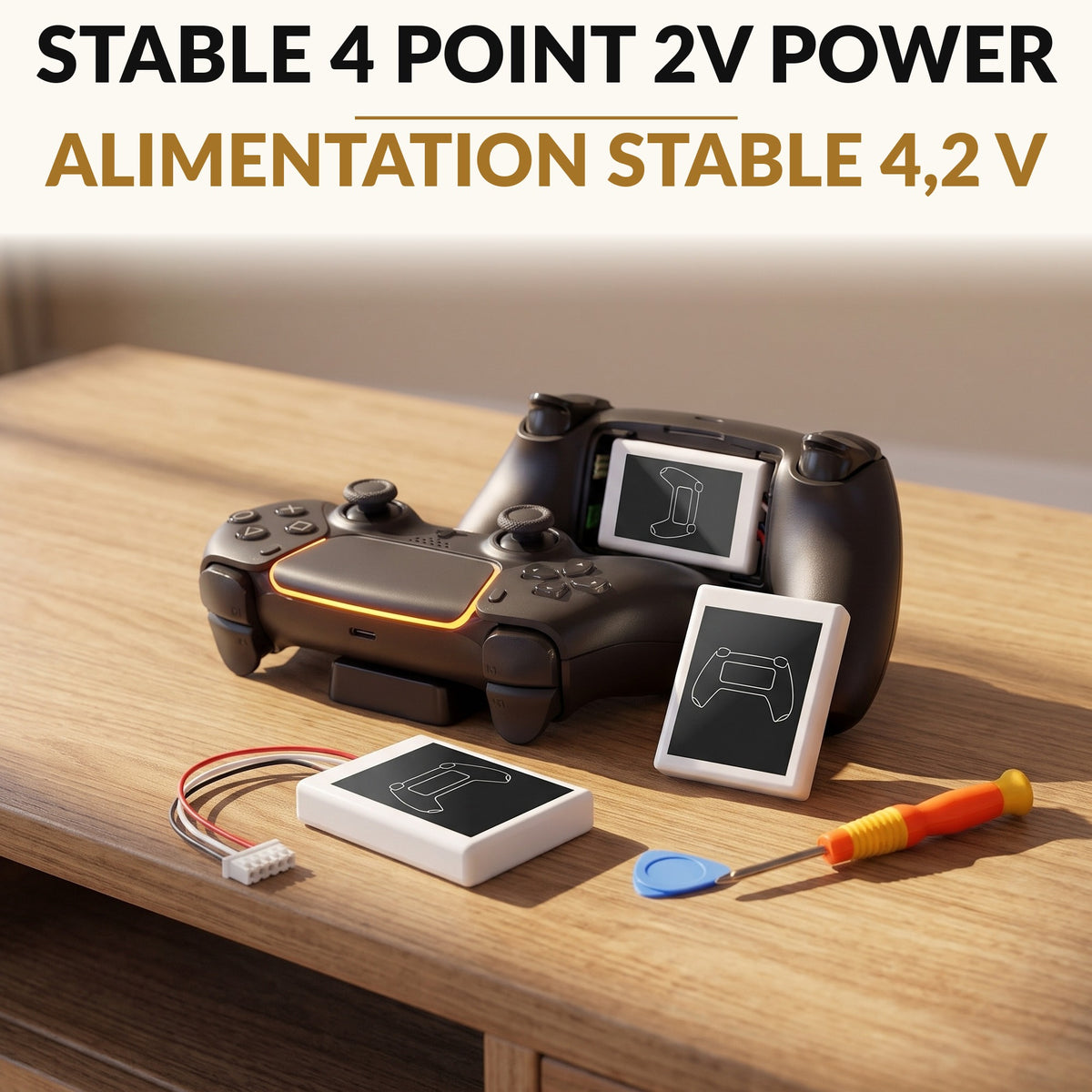 Controller Replacement Battery 2 Pack 8880mWh High Capacity Rechargeable Lithium Ion with Install Tool Kit and Overcharge Protection for Extended Gaming