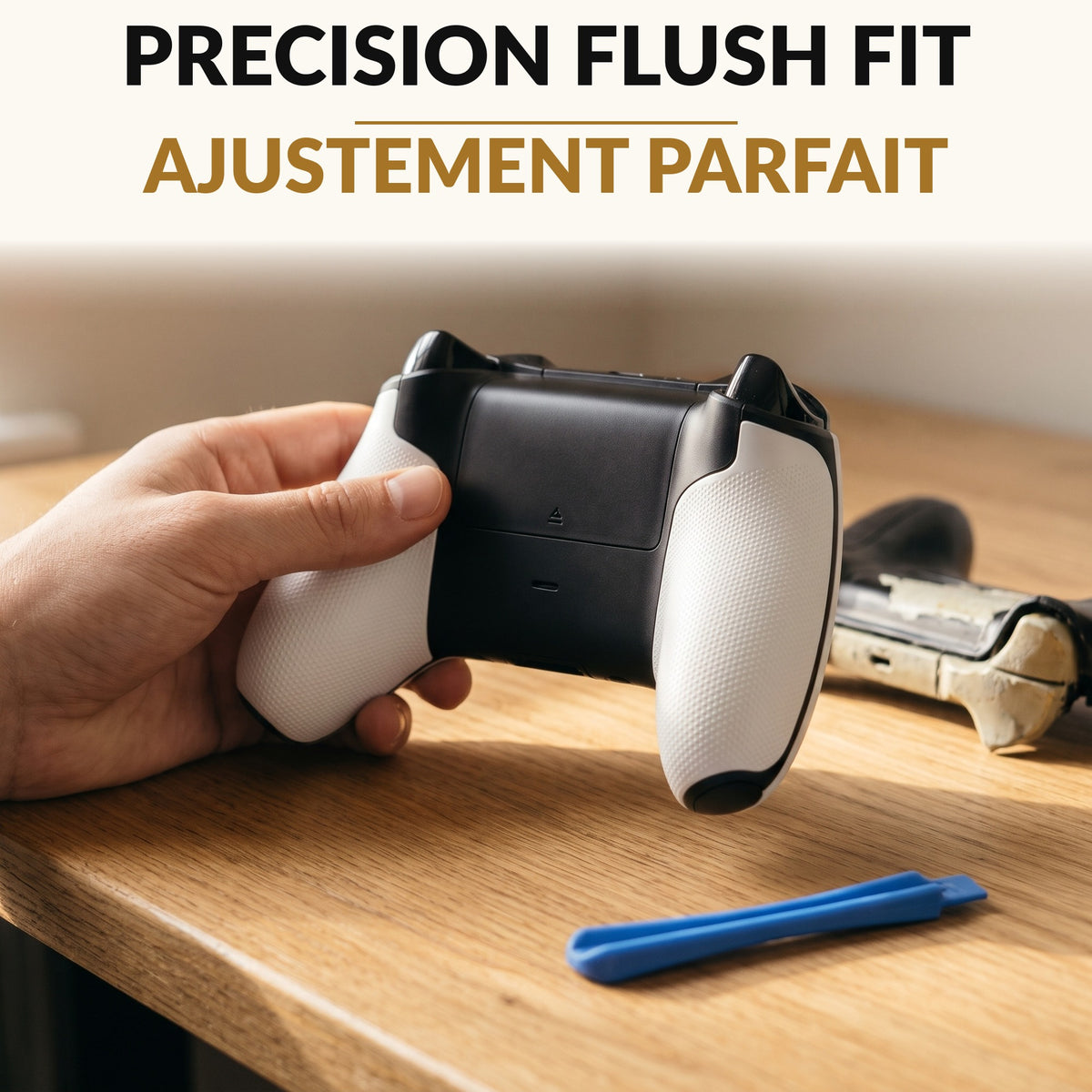 Replacement Back Shell Cover for Pro Edition Controller White with Soft Rubber Grip Snap On Install Opening Tool Included Fixes Peeling and Yellowing