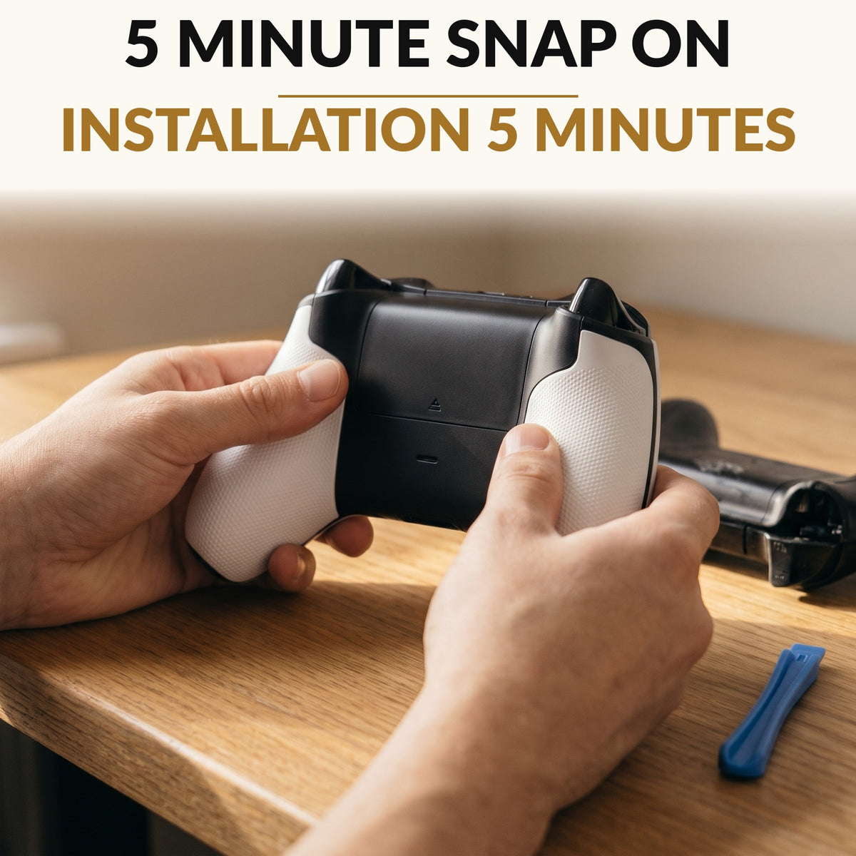 Replacement Back Shell Cover for Pro Edition Controller White with Soft Rubber Grip Snap On Install Opening Tool Included Fixes Peeling and Yellowing