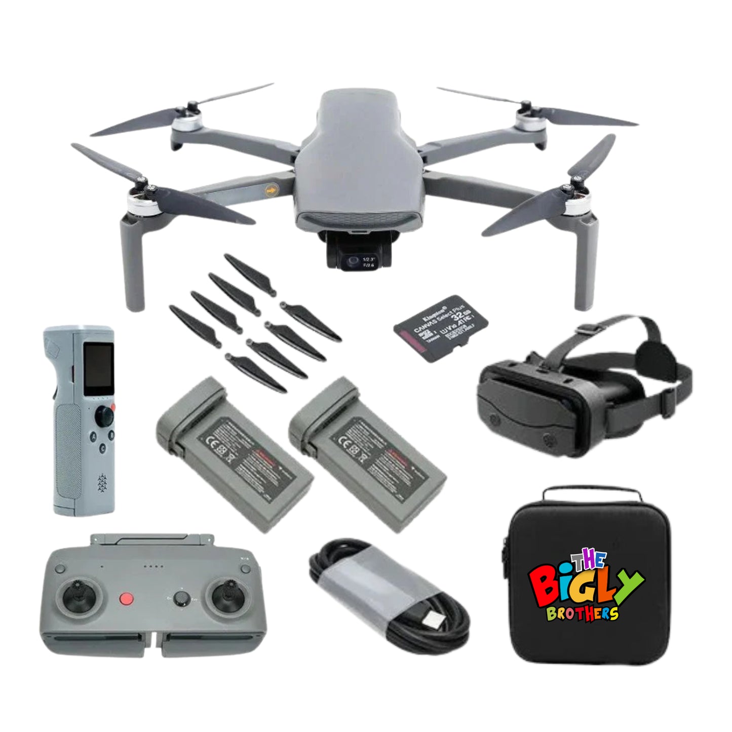 The Bigly Brothers Walker Air Midnight Commando Elite FPV Drone, FPV Goggles, 2 Batteries, 2 Remote Controllers, Carrying Case, Voice Commands, 48 Megapixel Camera, One Key Return Home, Below 249 Grams, Designed in Canada