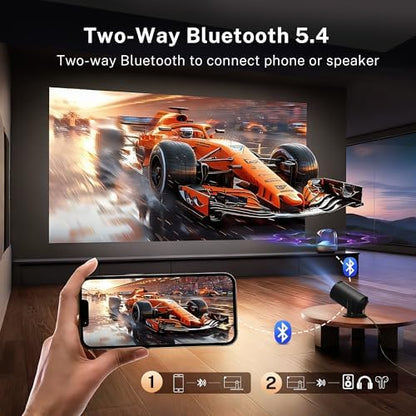 Bigly Brothers Mark I Lite Projector – Black, 300 ANSI, WiFi 6, Built-in Apps