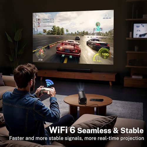 Bigly Brothers Mark I Lite Projector – Black, 300 ANSI, WiFi 6, Built-in Apps