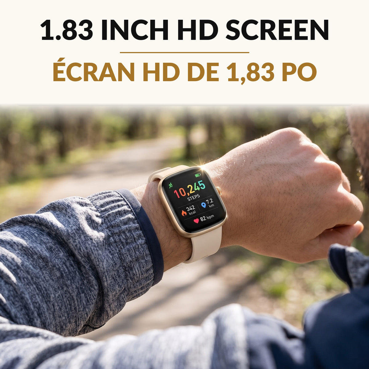 Women's Smart Watch with Bluetooth Calling 1.83 Inch HD Gold Fitness Tracker Heart Rate SpO2 Sleep Monitor Pedometer 120 Sport Modes IP67