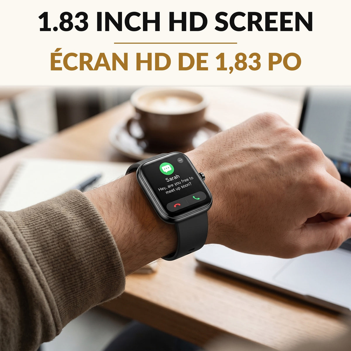 Smart Watch for Men and Women with Bluetooth Calling 1.83 Inch HD Touchscreen Fitness Tracker Heart Rate SpO2 Sleep Monitor 100 Sport Modes IP68