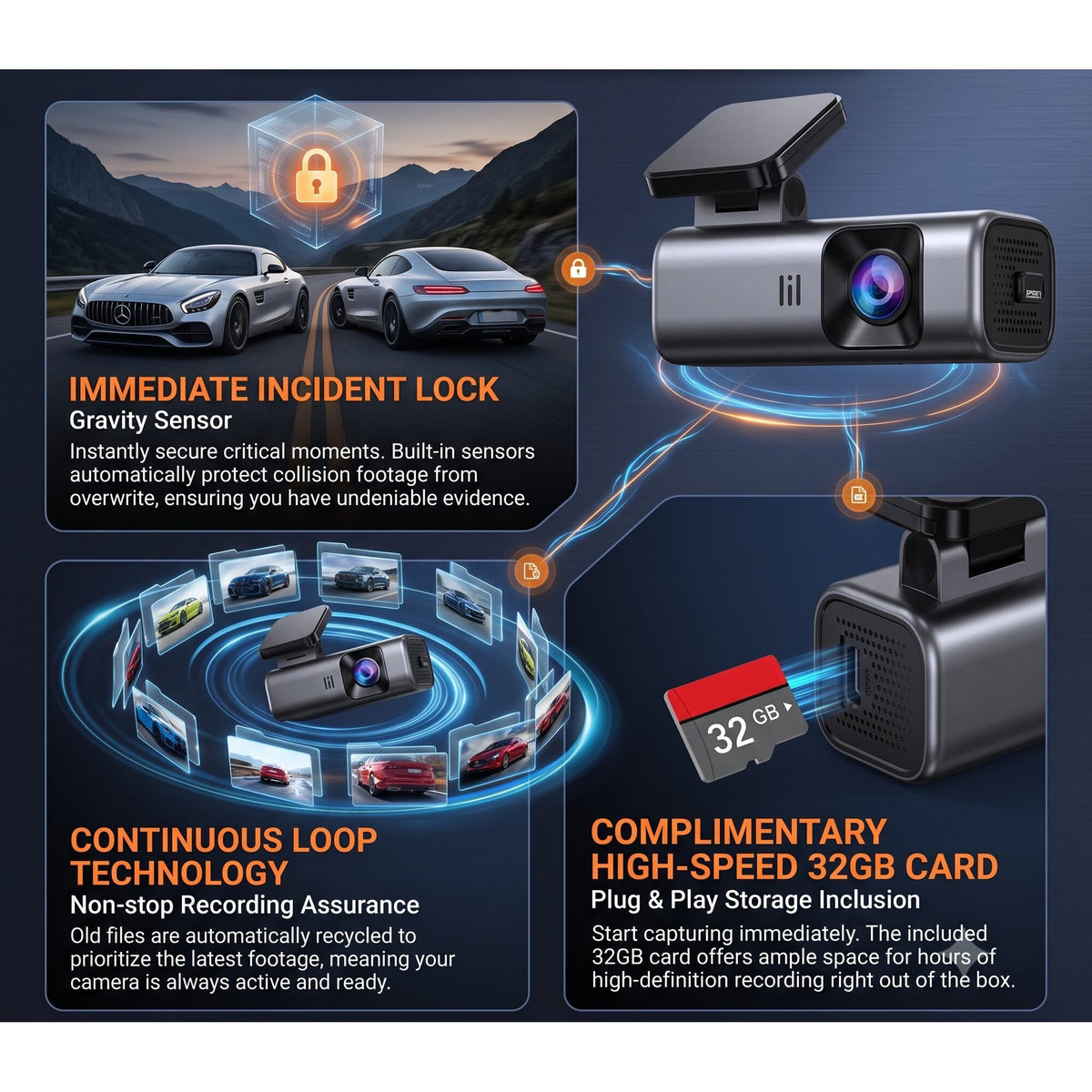 4K Dash Cam Front with Loop Recording, 64GB Card Included, Supports 256GB, 24 Hours Parking Monitor, G-Sensor, 5G WiFi & APP Control Dash Camera, Mini Dashcam for Cars