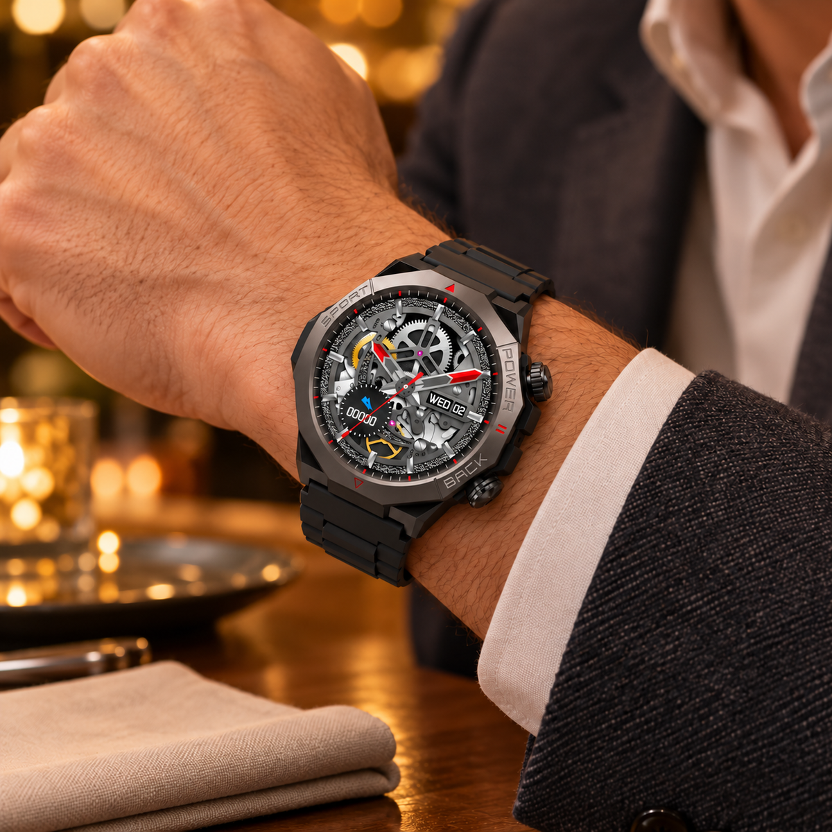 Divine Insight smartwatch with evening clothing
