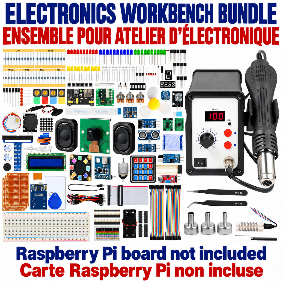 Bigly Brothers Raspberry Maker Kit for Teens — Electronics Project Kit with Workbench Station (Raspberry Pi Board Not Included)