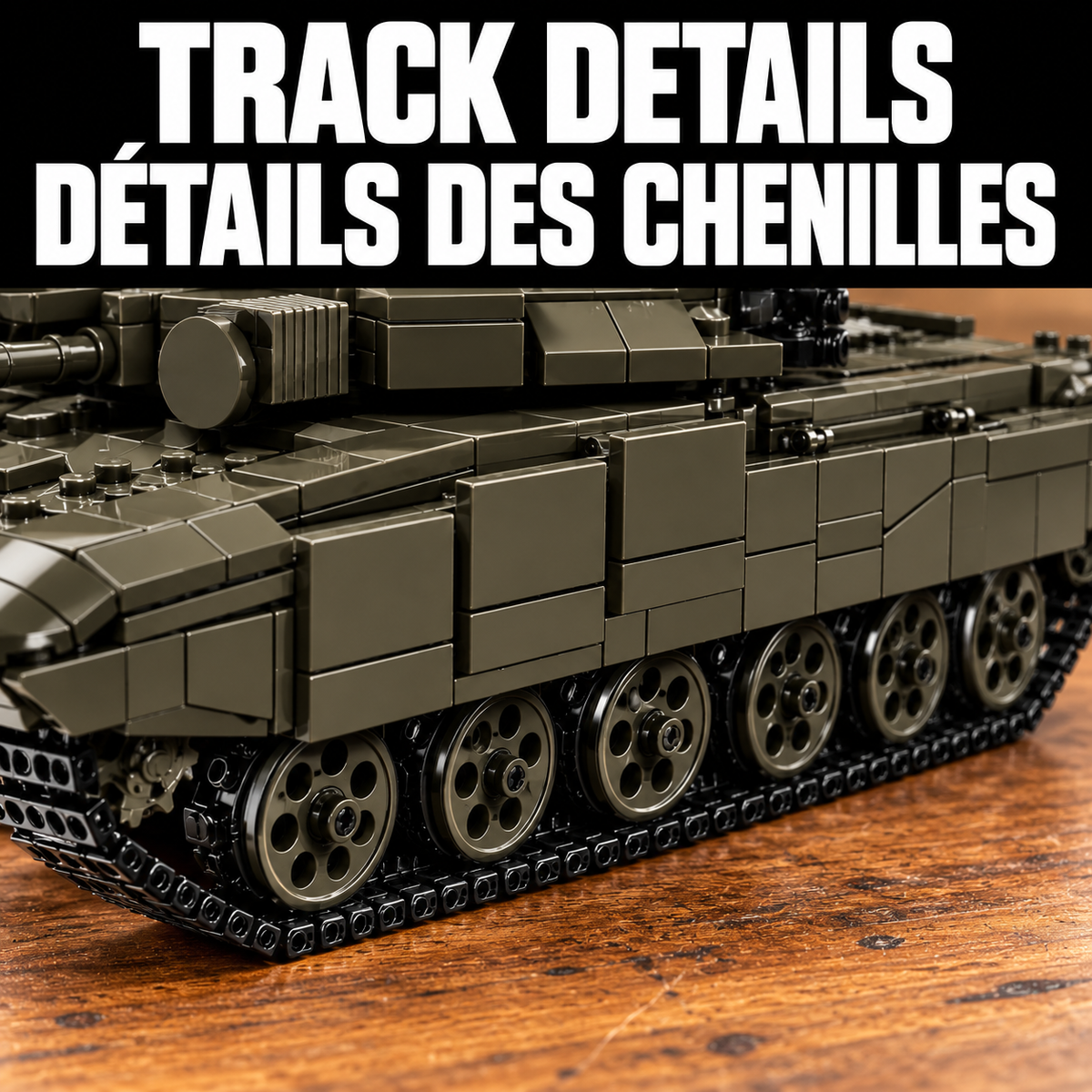 Modern Main Battle Tank Building Set for Adults - 2,083 Pieces, Detailed Interior with Removable Panels, Display Model